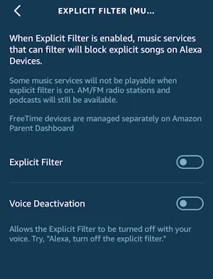 Disable Alexa’s Explicit Filtering